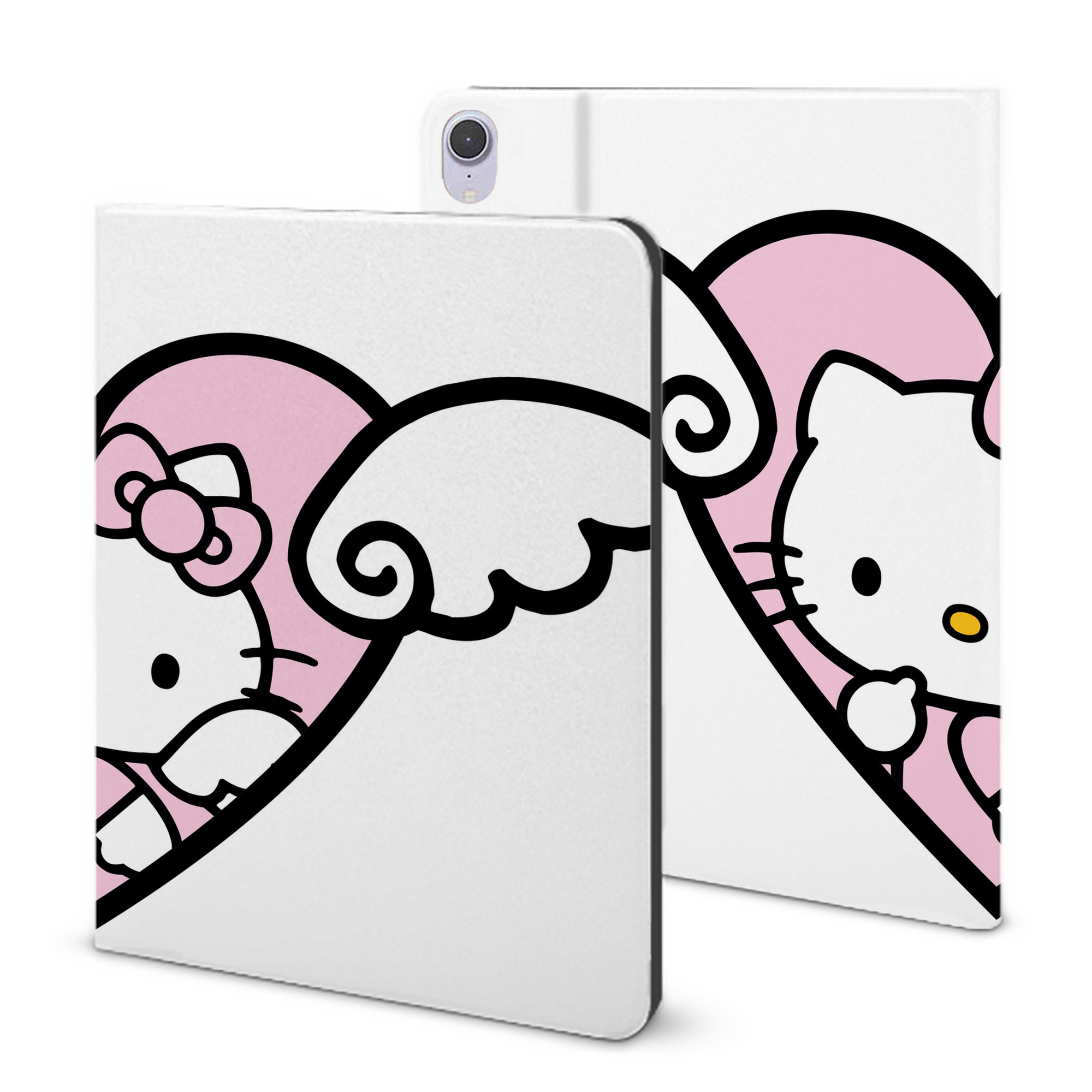 （画像用） Hello Kitty ハローキティ IPad ケース ブック型 PUレザー TPU 耐衝撃 軽量 薄型 ペン収納なし 全面保護 IPad 各モデル対応